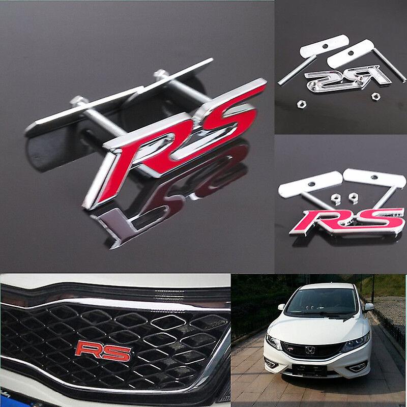 Car Suv 3d Metal Bumpers Door Exterior Badge Emblem Decals Red Rs Logo Sticker