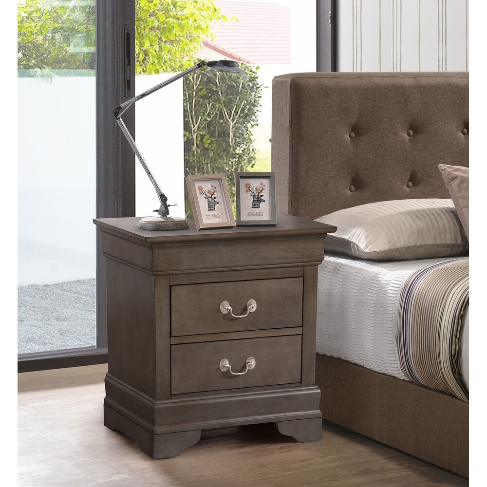 Louis Phillipe 2 drawer Wooden Nightstand