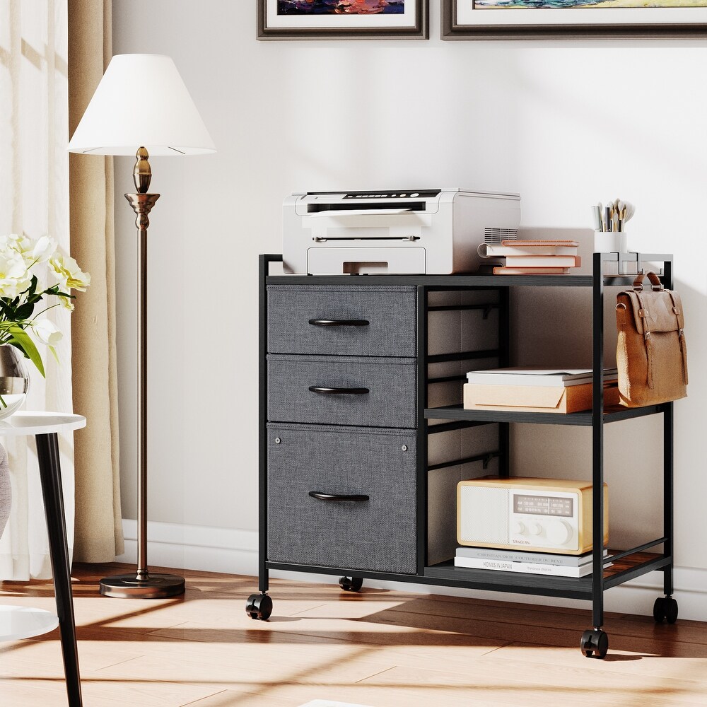 Modern 3 Drawer File Cabinet with 3 Shelves