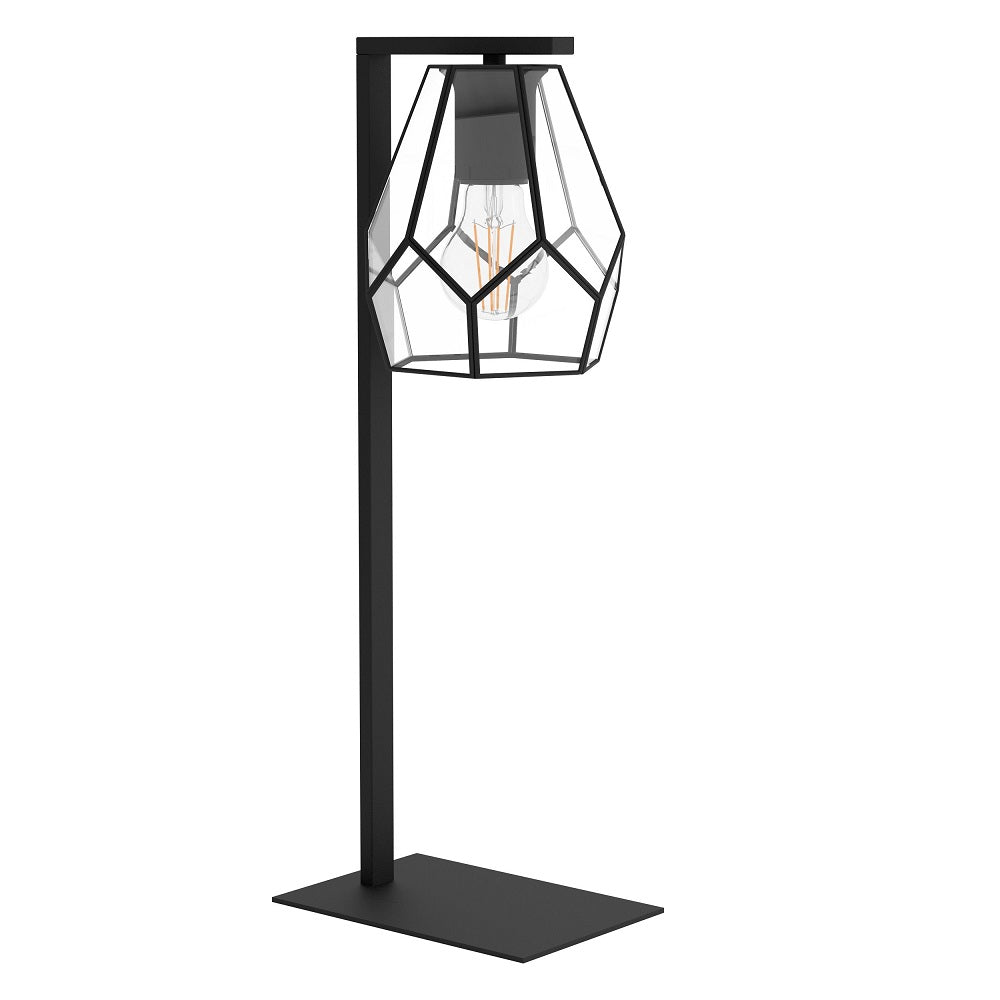 Eglo 43646 Mardyke Black & Clear Glass Geometric Vintage Table Desk Lamp