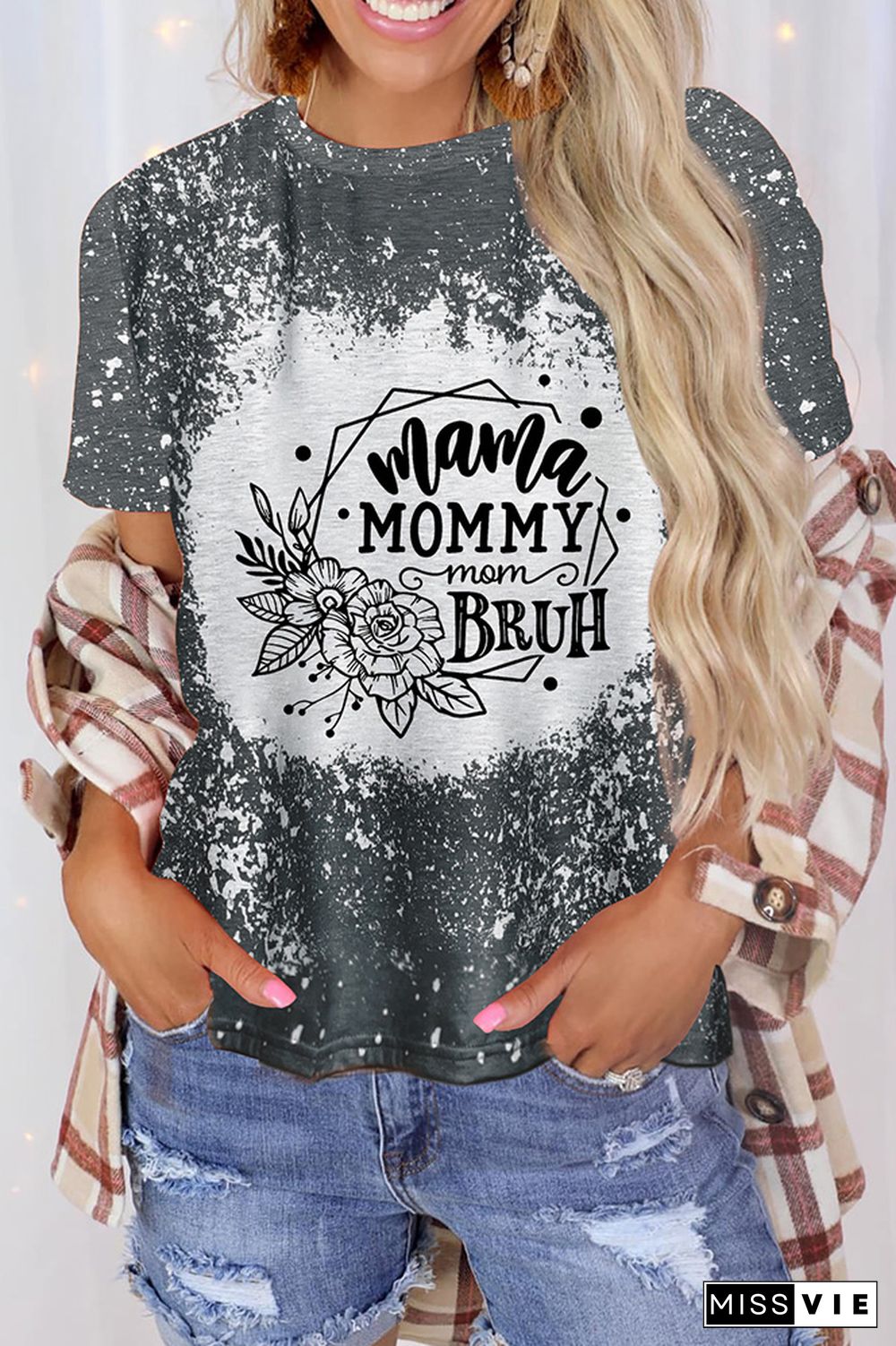 Mama Mommy Mom Bruh Bleached Graphic Tee