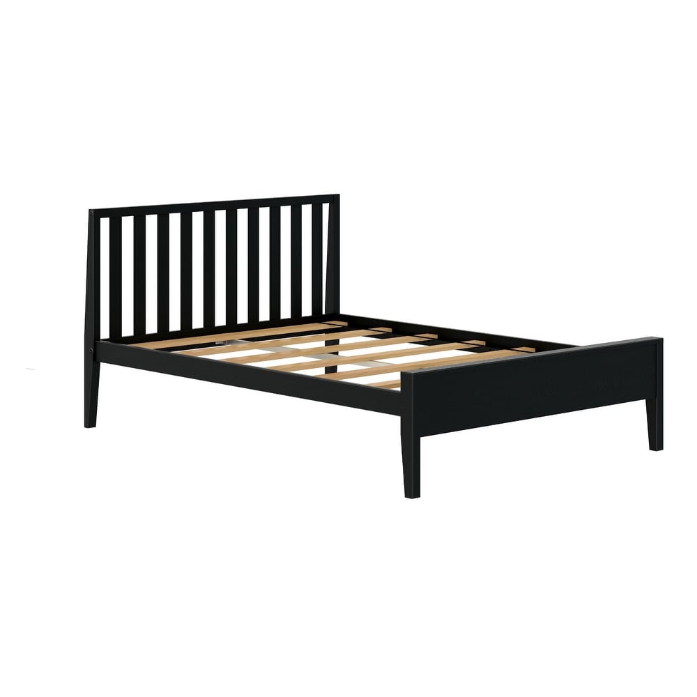 Plank and Beam Modern Full Size Bed with Slatted Headboard