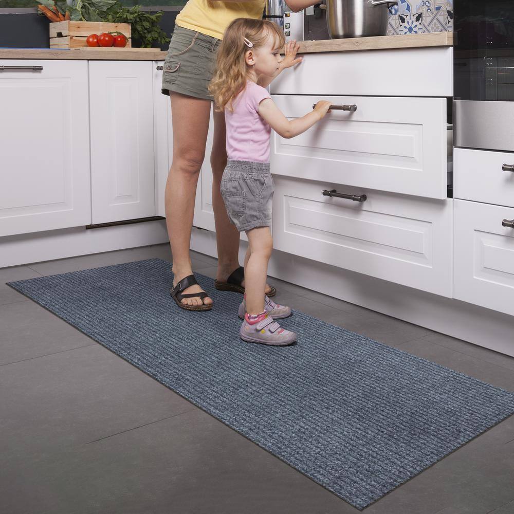 Ottomanson Non-Slip Rubberback Solid 3x5 IndoorOutdoor Runner Rug 2 ft. 7 in. x 4 ft. Gray Polypropylene Garage Flooring SRT703-3X4