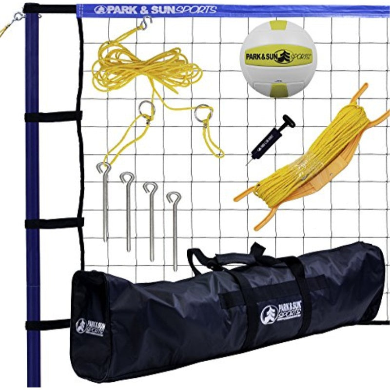 Park and Sun Sports Spiker Sport: Portile Outdoor Volleyball Net System， Blue