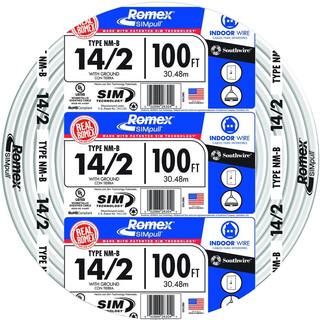 Southwire 100 ft. 142 Solid Romex SIMpull CU NM-B WG Wire 28827428