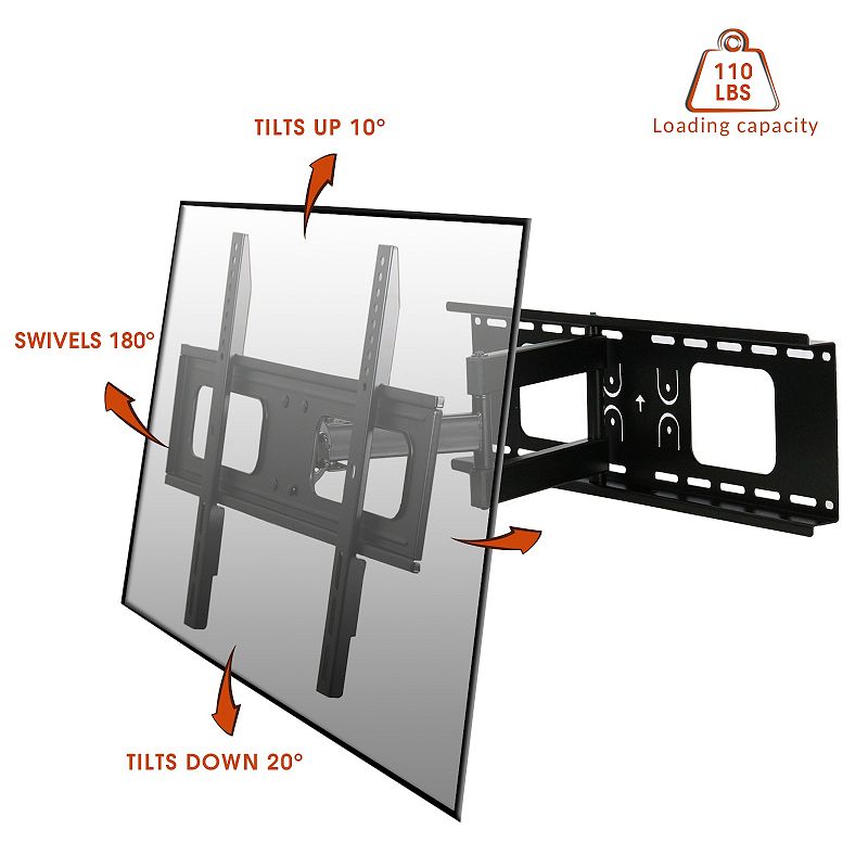 MegaMounts Full Motion Wall Mount for 32-70 Inch Displays