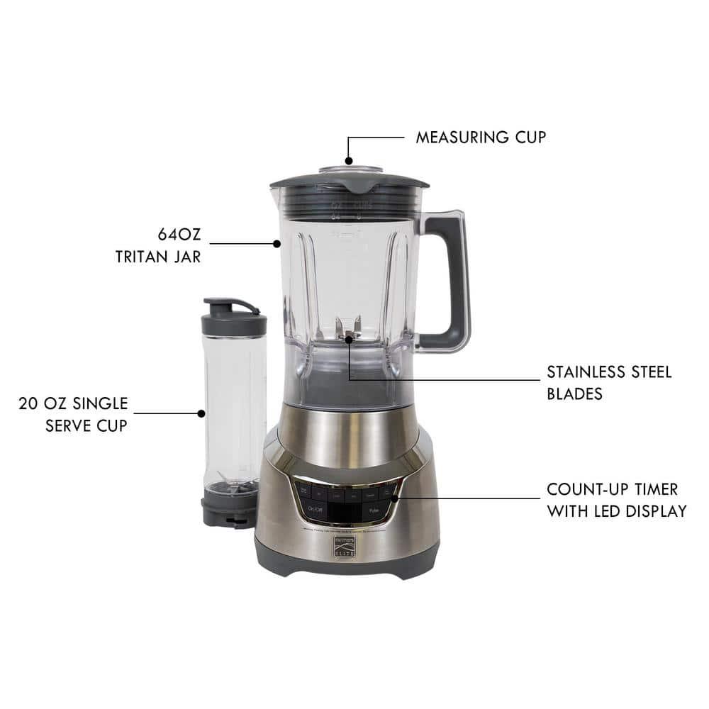 KENMORE Elite 64 oz 5Speed Stainless Steel Blender with 20 oz SingleServe Blending Cup