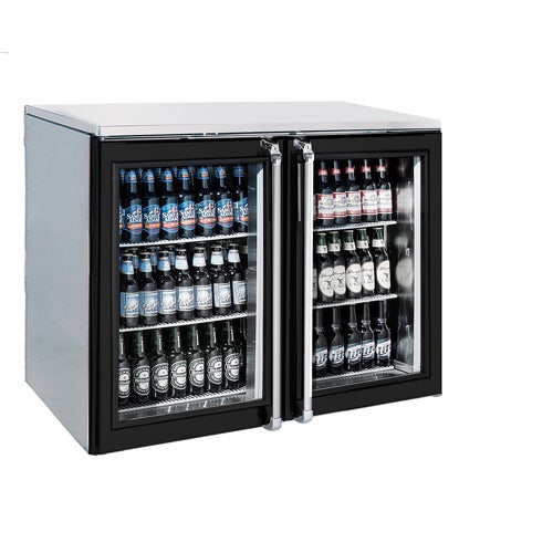 Krowne Metal BR48L-GSS Back Bar Cooler， Glass Doors with Black Frame， S/S Top and Sides