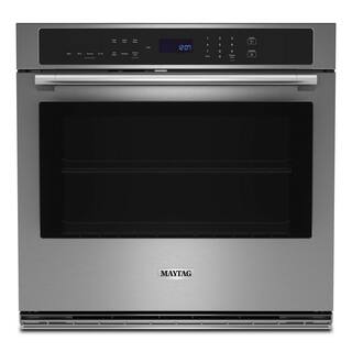 Maytag 30 in. Single Electric Wall Oven with Convection Self-Cleaning in Fingerprint Resistant Stainless Steel MOES6030LZ