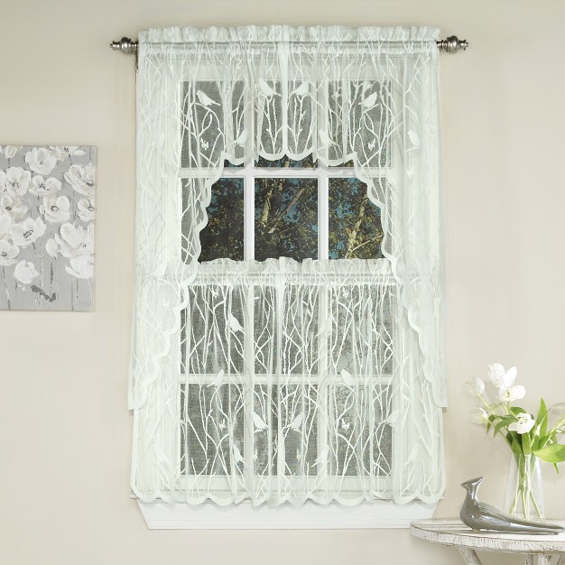 Songbird Motif Knit Lace Window Curtains By Sweet Home Collection