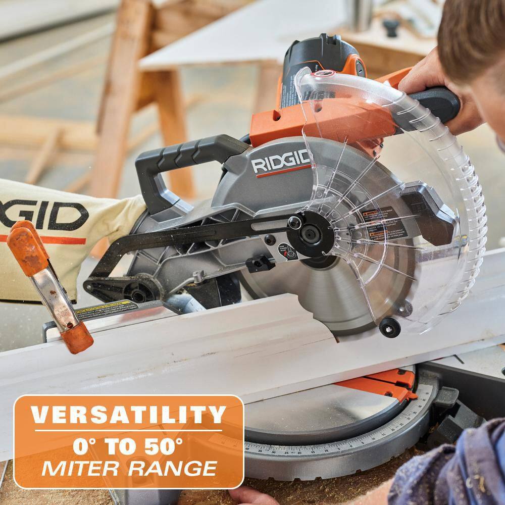 RIDGID 15 Amp Corded 10 in. Dual Bevel Miter Saw with LED Cutline Indicator and Black Fine Point Permanent Workshop Marker R4113-RPM121