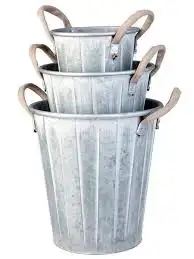 Unique Design Galvanized Metal Flower Pot With Double Handle Easy to Hold Garden Living Room Decorative Flower Planter For Home