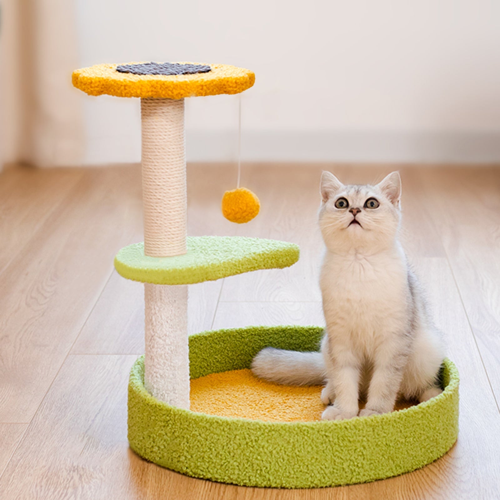 Tawatiler Cat Scratching Posts,Cat Tower for Indoor Cats, Multi-Level Cat Tree with Cat Bed,Cat Activity Tree with Dangling Ball & Platform for Kittens Small Cats