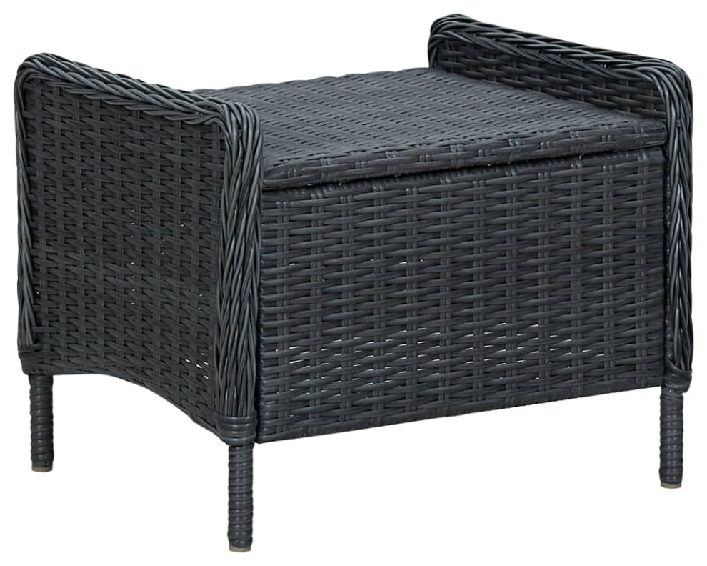 vidaXL Patio Furniture Set 3 Piece Sofa Chair with Table Poly Rattan Dark Gray   Tropical   Outdoor Lounge Sets   by vidaXL LLC  Houzz