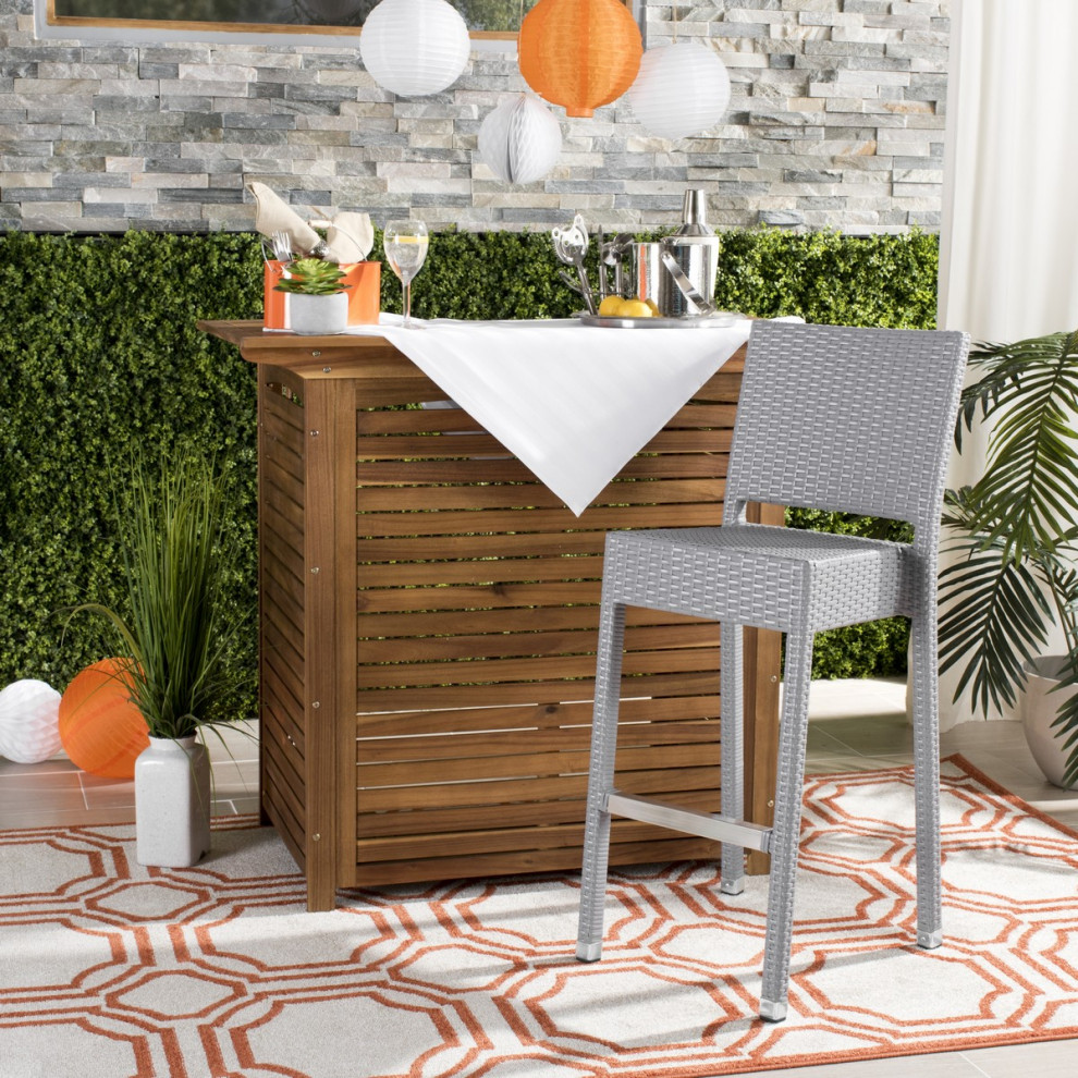 Marla Indoor / Outdoor Bar Stool Grey  Set of 2   Tropical   Outdoor Bar Stools And Counter Stools   by Peachtree Fine Furniture  Houzz