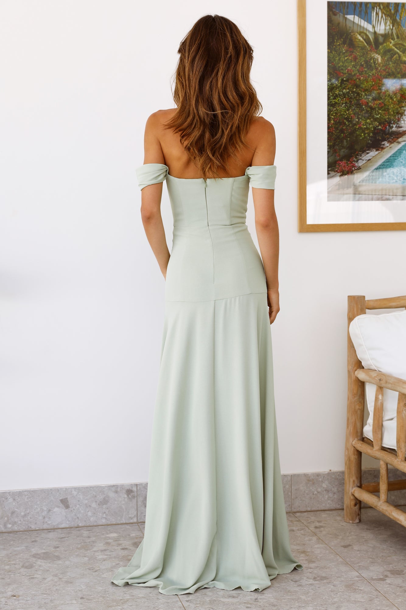 DEAR EMILIA Blushing Cinderella Maxi Dress Sage