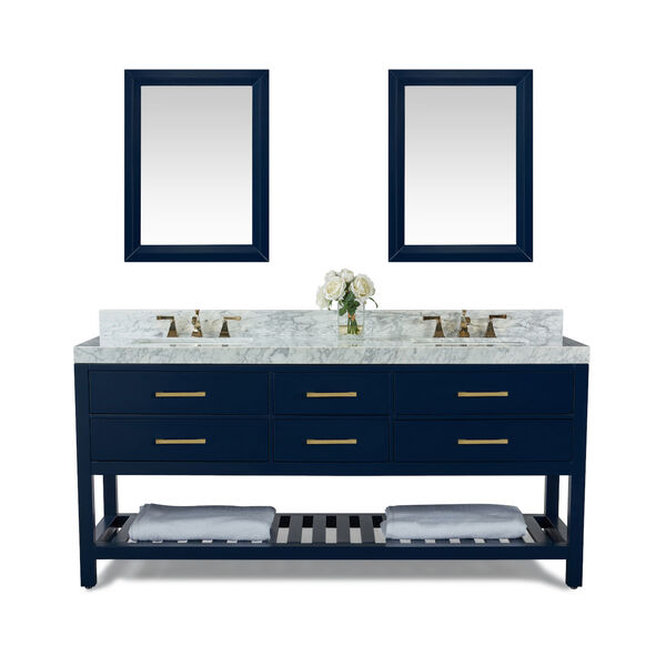 Elizabeth Heritage Blue White 72-Inch Vanity Console with Mirror