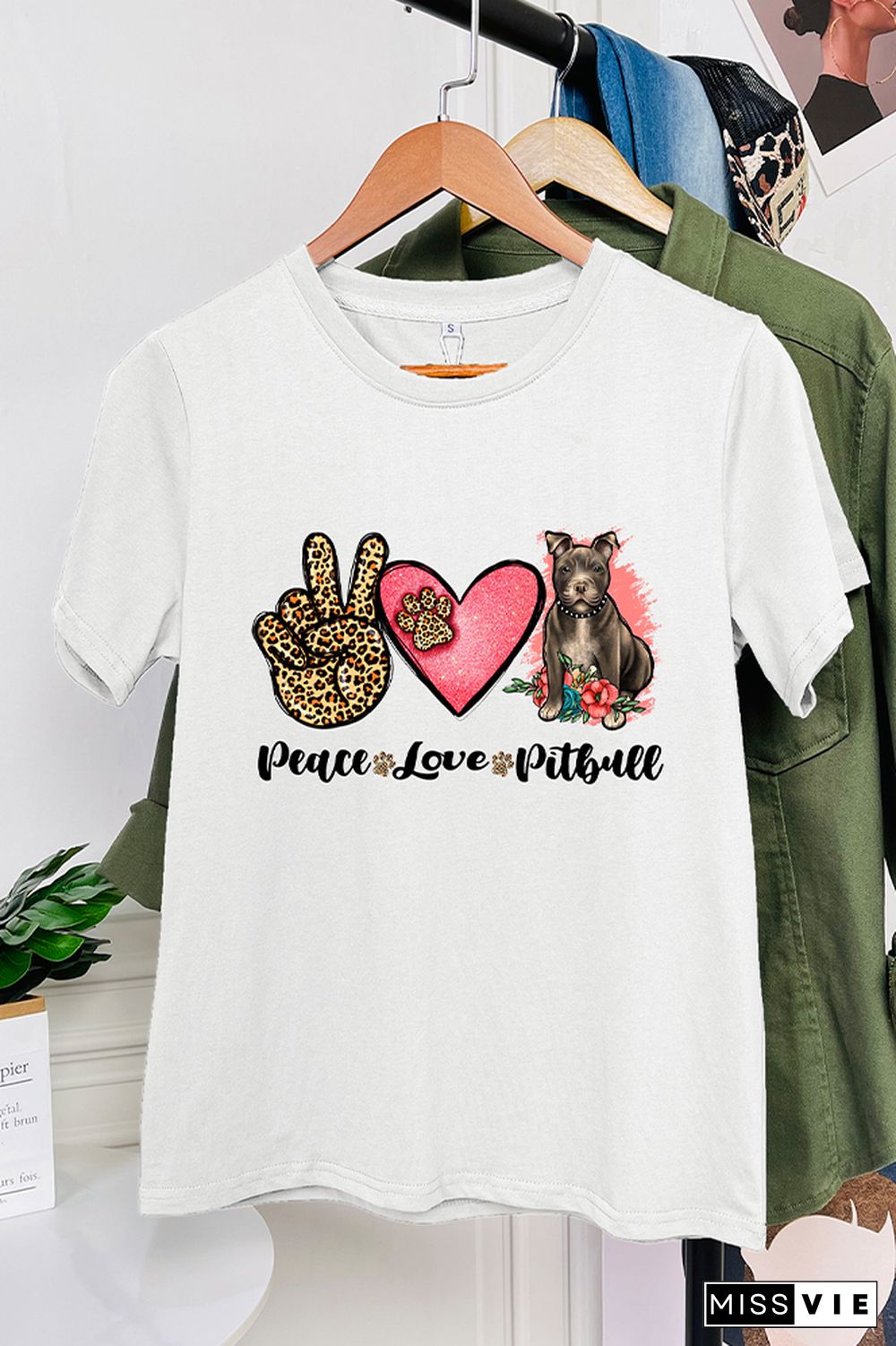 Peace Love Pitbull Short Sleeve Graphic Tee Wholesale