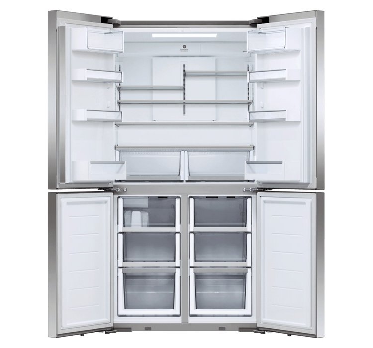 Fisher and Paykel Series 7 19 Cu. Ft. Stainless Steel Freestanding Quad Door Refrigerator Freezer， Ice and Water