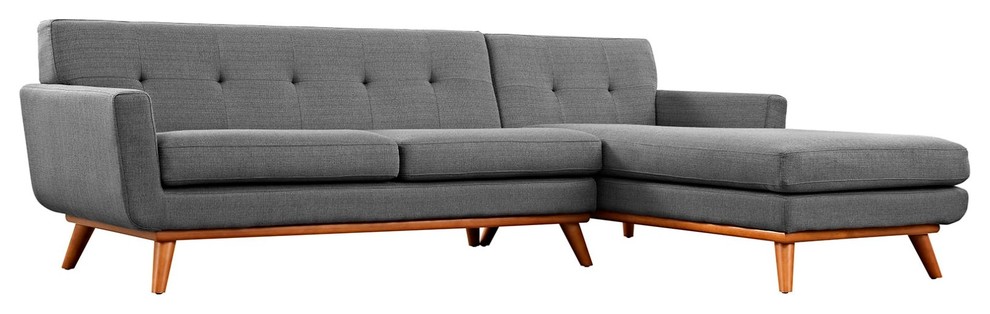 Modern Contemporary Urban Living Right Facing Sectional Sofa  Navy Blue  Fabric   Midcentury   Sofas   by House Bound  Houzz