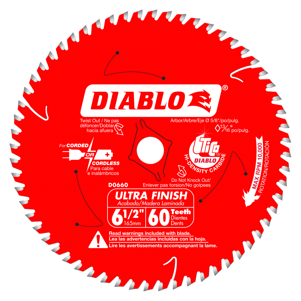 Diablo Tools Circular Saw Blade 6 1/2 x 60 Tooth Ultra Finish Carbide