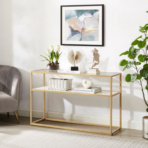 Modern Open Hallway Table Glass Console Table with Adjustable Feet