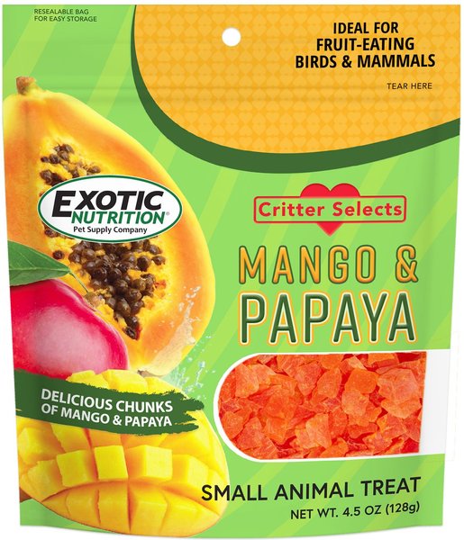 Exotic Nutrition Critter Selects Mango and Papaya Small Animal Treats， 4.5-oz bag