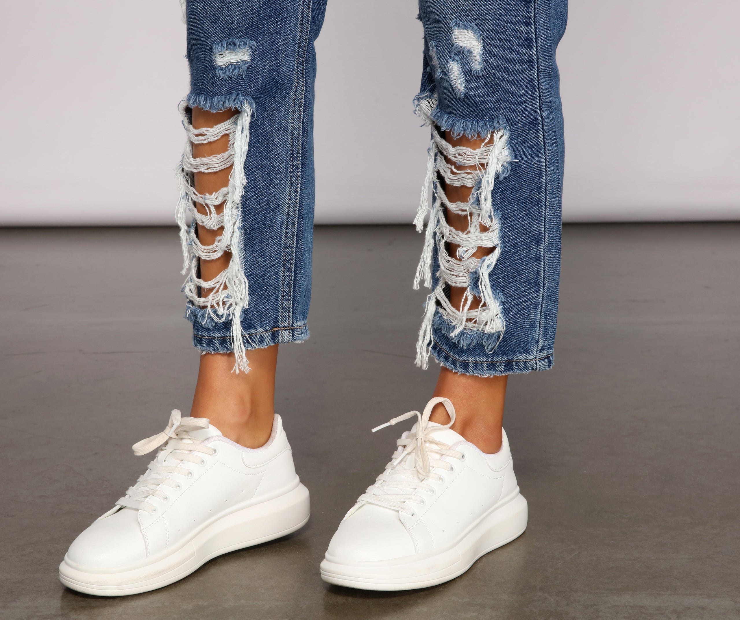 Classic Destructed Straight-Leg Jeans