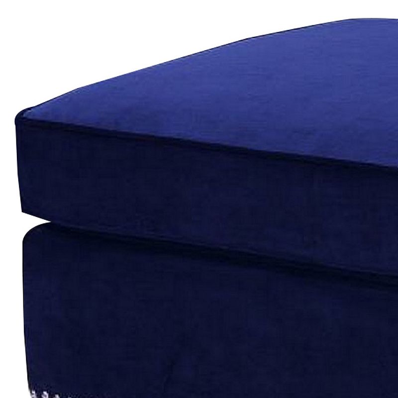 46 Inches Nailhead Trim Velvet Upholstered Ottoman， Blue