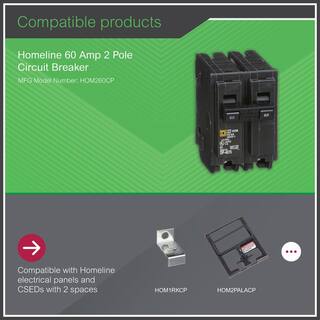 Square D Homeline 60 Amp 2-Pole Circuit Breaker(HOM260CP) HOM260CP