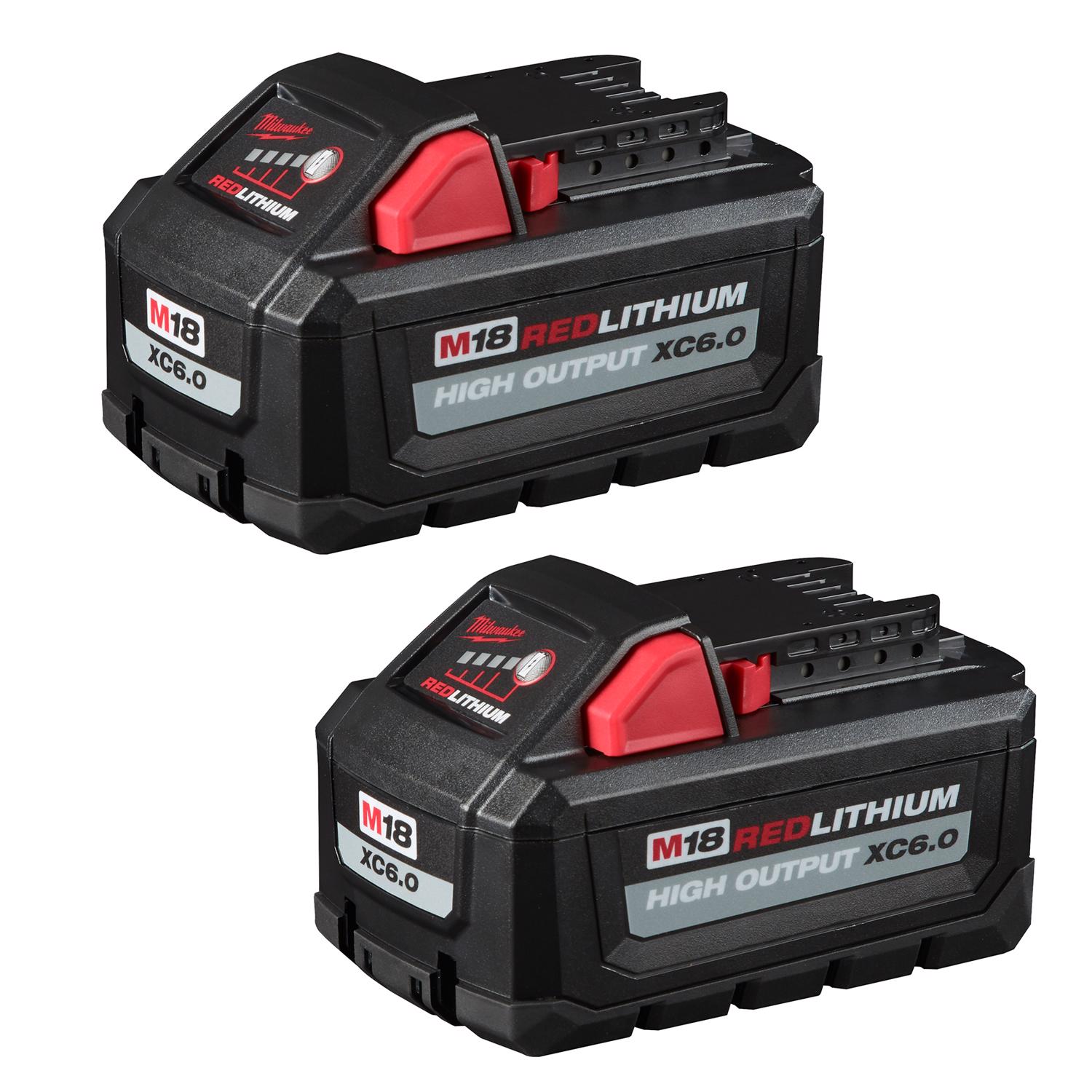 MW M18 RedLithium XC 6 Ah Lithium-Ion High Output Battery Pack 2 pc