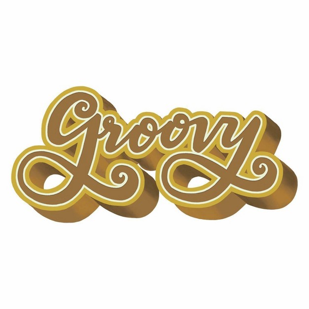 Groovy Retro Peel And Stick Giant Wall Decal Mustard gold Roommates