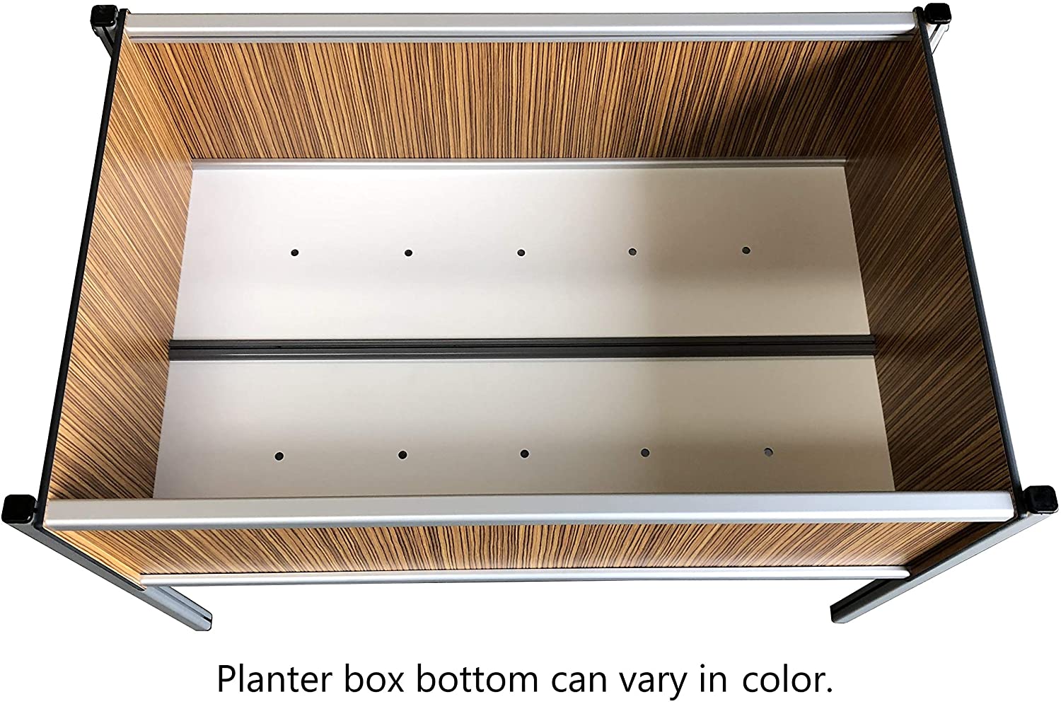 Foreman Garden Bed Planter Box Kit 36" Lx24 Wx27 H Premium HPL Plastic Wood Grain (Zebrano) Anodized Aluminum Outdoor Indoor with Lockable Caster Wheels Made in The USA