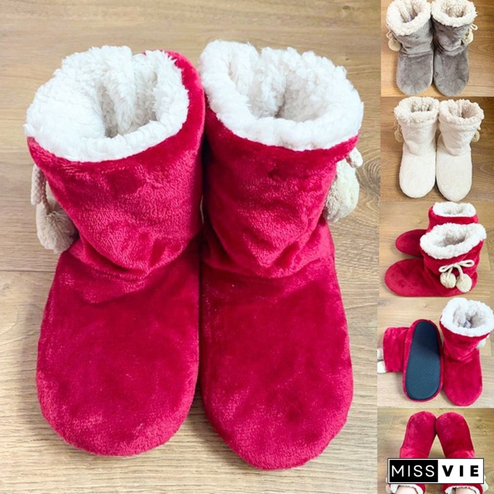 Women Indoor Slippers Warm Plush Lovers Home Slipper Soft Winter Warm House Slippers Velvet Ball Women Bedroom Slippers