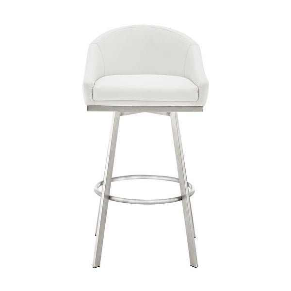 Sheryl 26 Inch Swivel Counter Stool Chair， Low Back， White Faux Leather