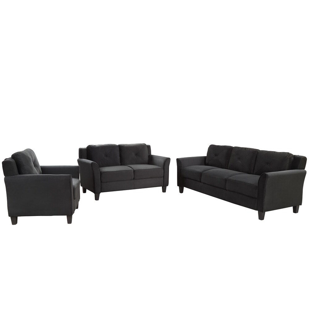 Button Tufted Loveseat Sofa Set (Set of 3)