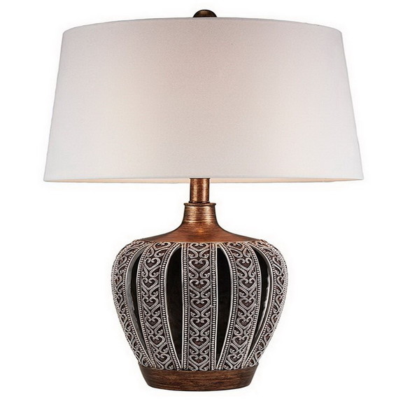 Benjara BM240306 Table Lamp with Curved Paneled Po...