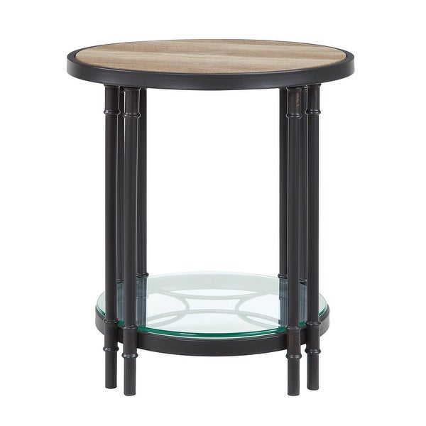 ACME Brantley Roud End Table in Oak and Sandy Black