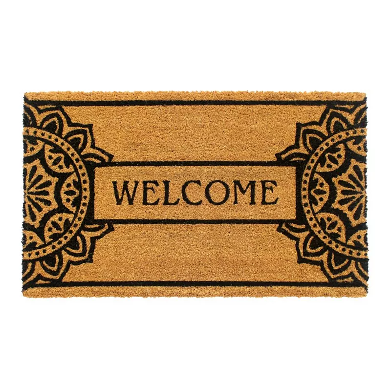 RugSmith Machine Tufted Mandala Welcome Coir Doormat