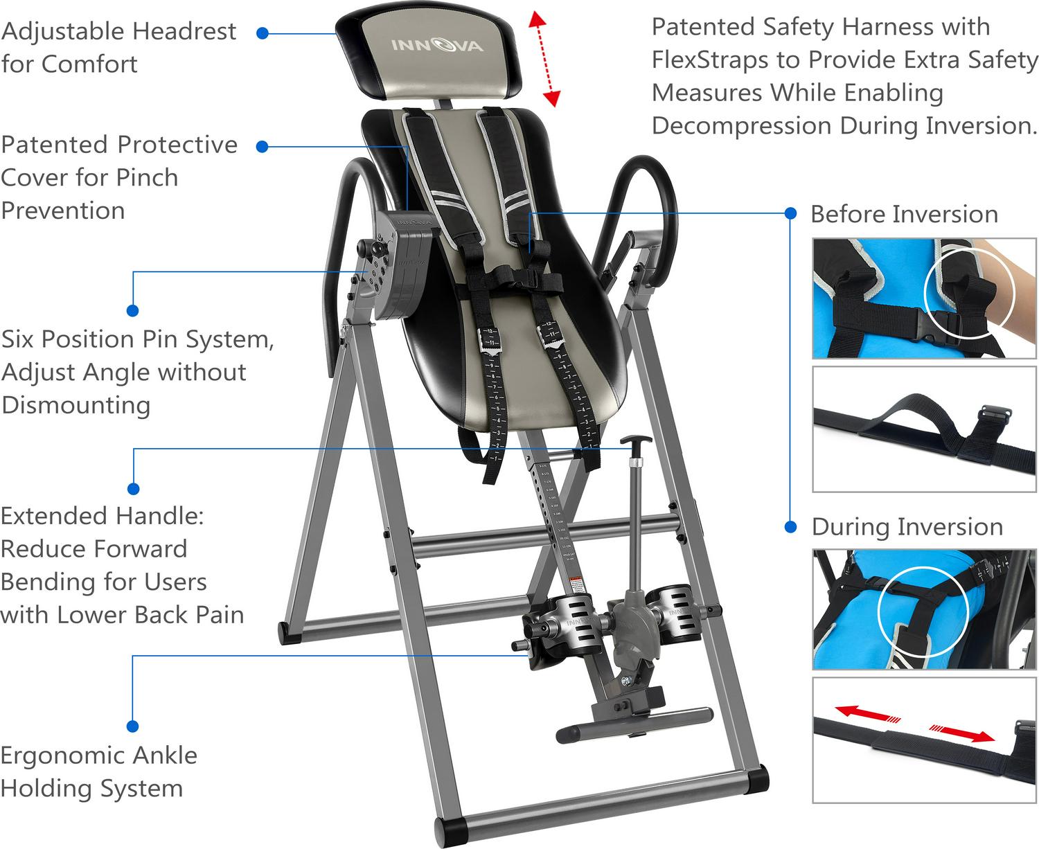 Innova ITX9800 Inversion Table with Ankle Relief and Safety Features