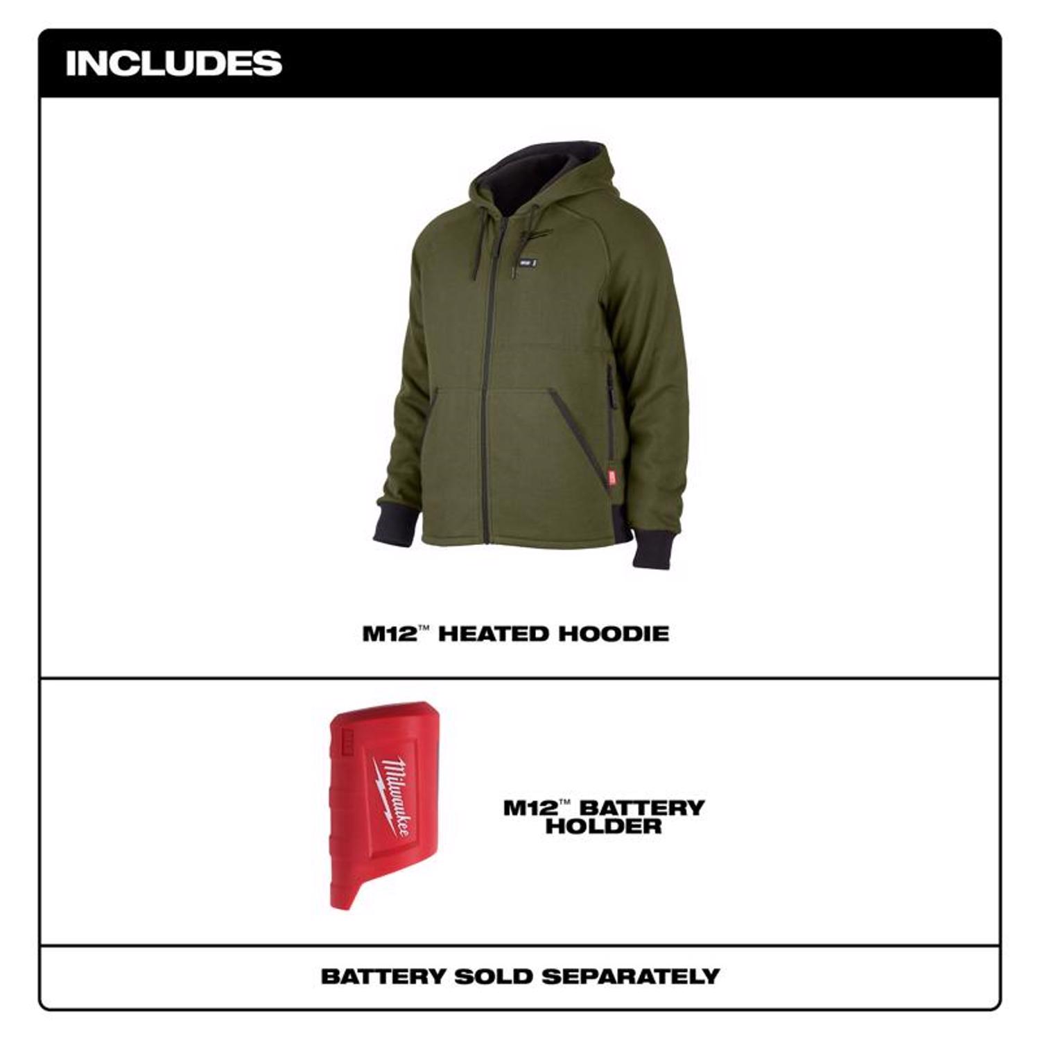 MW M12 M Long Sleeve Men\u0027s Full-Zip Heated Hoodie (Hoodie Only) Green