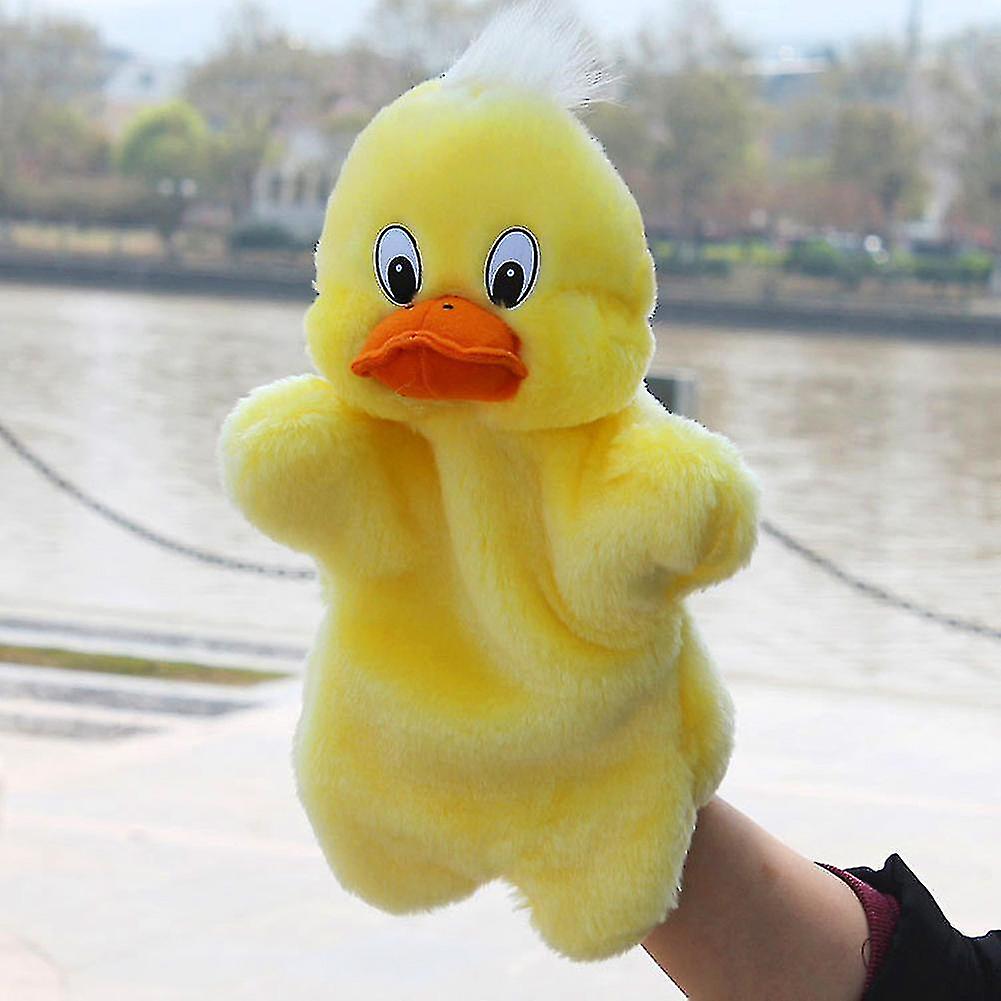 Miman Yellow Duck Hand Puppets Movable Mouth Duck Plush Doll Fuzzy Kids Toy