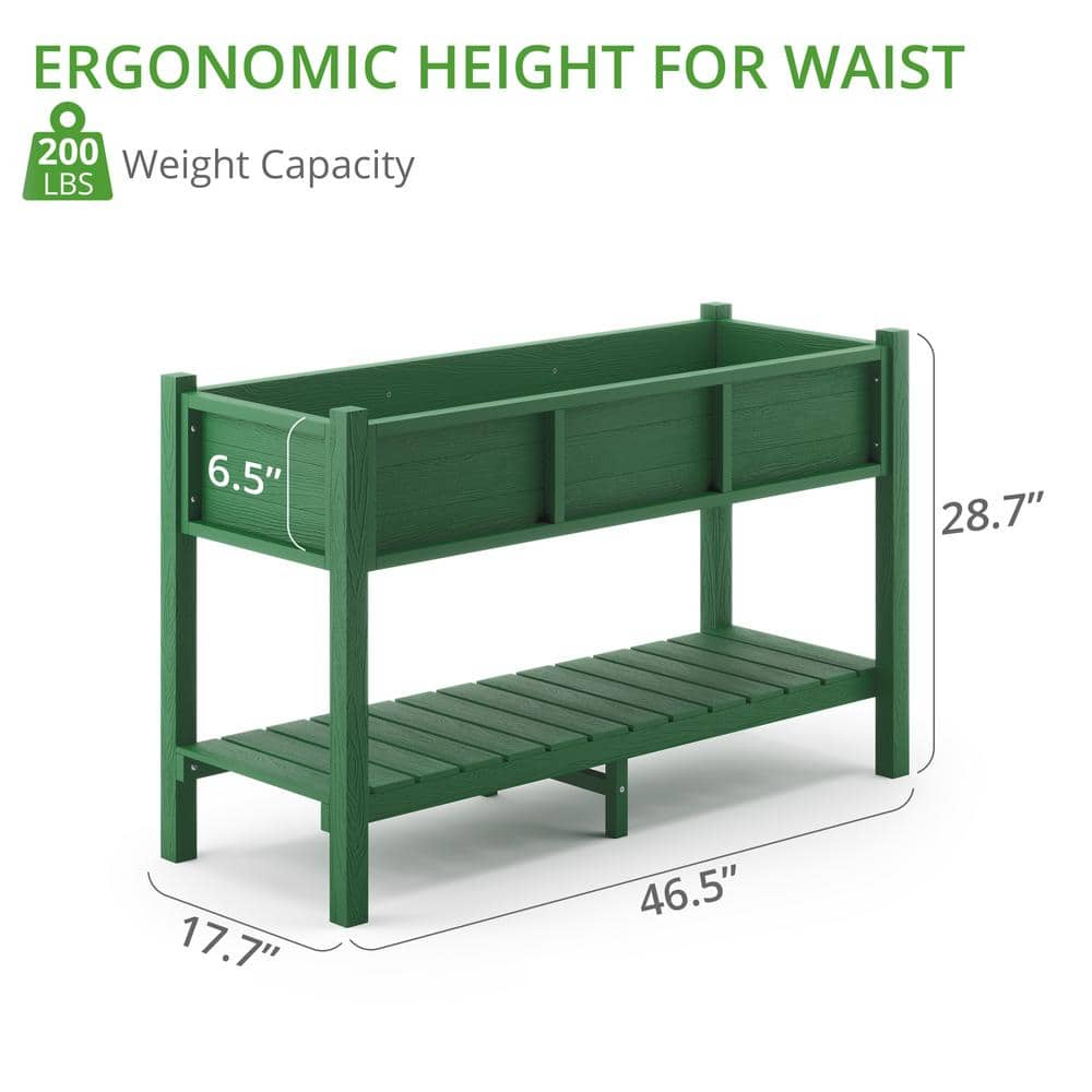 LUE BONA Raised Garden Bed， Elevated Wood Planter Box Stand for Backyard， Patio， Balcony-Green DPTHD23002-4