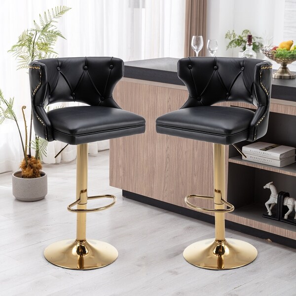 2PCS Counter Height Bar Stools Leather