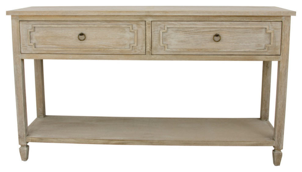 Tannar Natural Oak Console Table   Farmhouse   Console Tables   by Peachtree Fine Furniture  Houzz