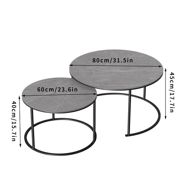 Round Black Grey Nesting Coffee Table (Set of 2)