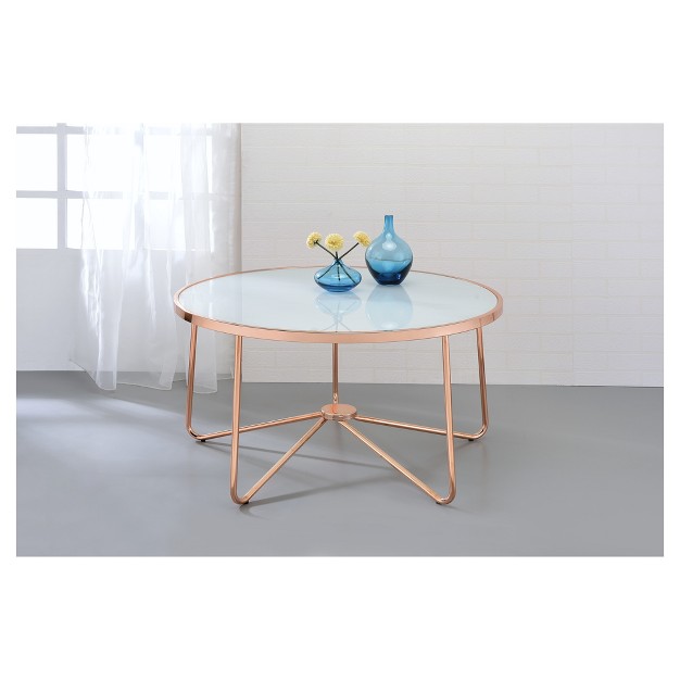 Coffee Table Frosted Rose Gold Acme Furniture