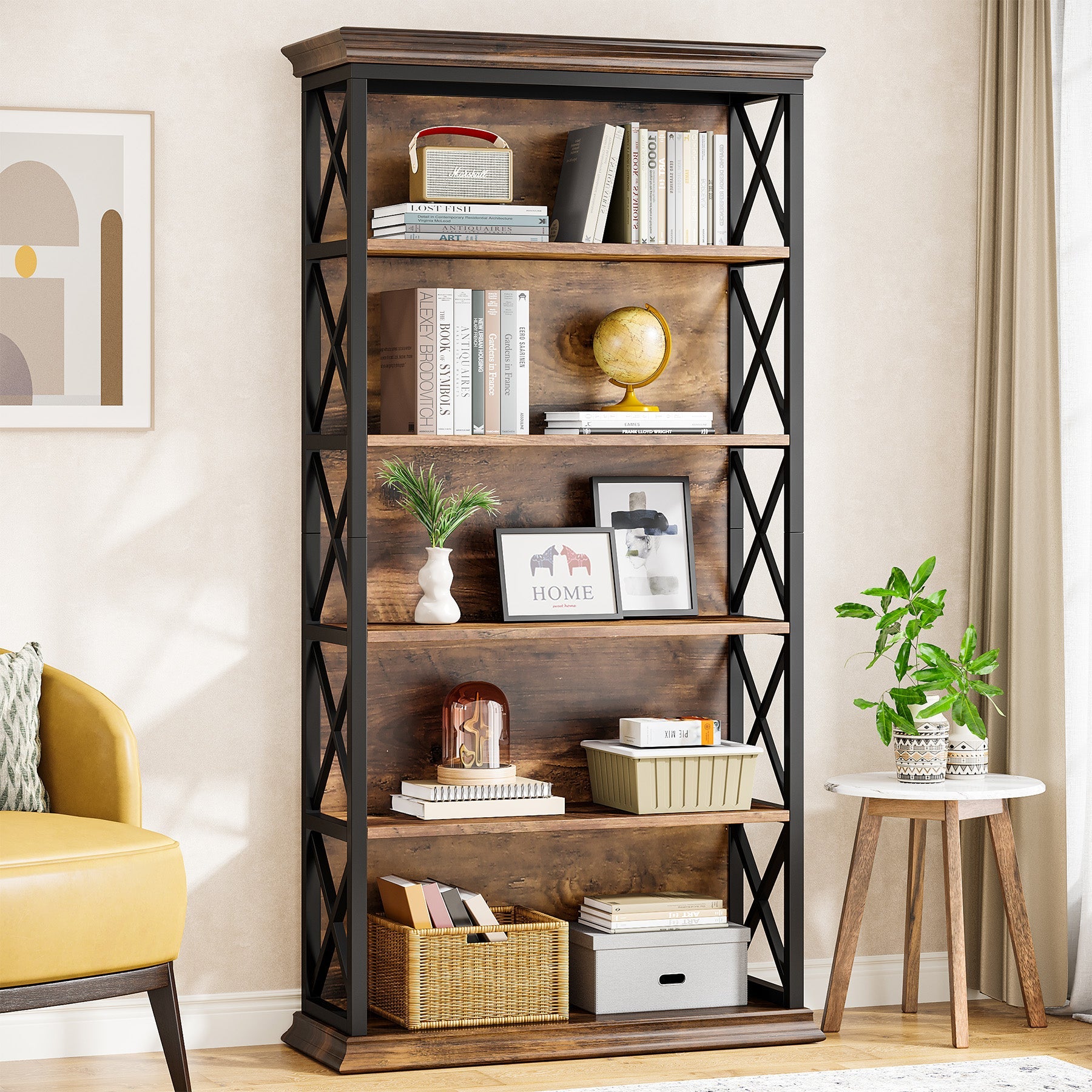 6-Tier Bookshelf, 70.87 Etagere Bookcase for Home Office