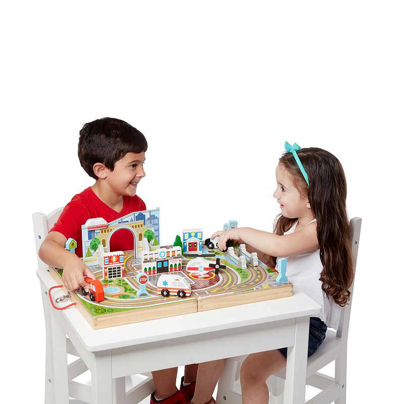 Melissa and Doug 18-Piece Wooden Take-Along Tabletop - Town