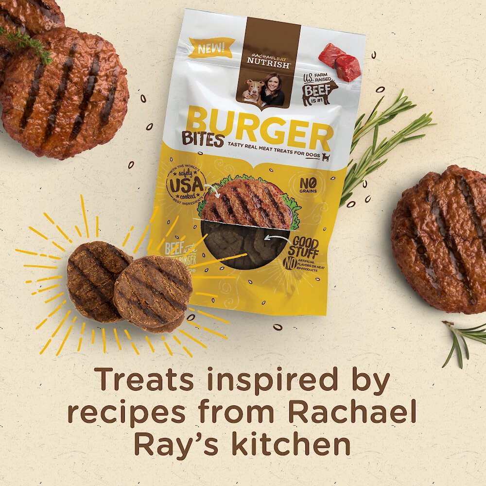 Rachael Ray Nutrish Burger Bites， Beef Burger with Bison Grain-Free Dog Treats